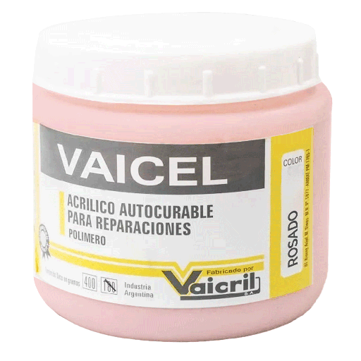 Acrílico Rosa de autocurado polvo x 400g. VAICEL