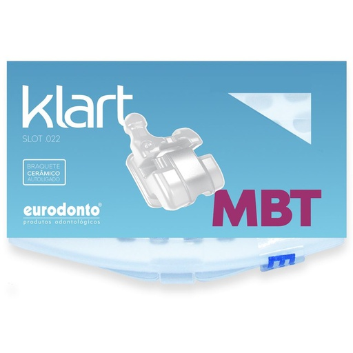 Bracket cerámico autoligado Klart Super estético, MBT 0.22 c/hooks, caso x 20u. EURODONTO