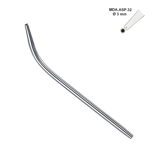 Cánula de aspiración metálica de 17,5 cm, Ø 3 mm. ROCKMED (MDA.ASP.32)