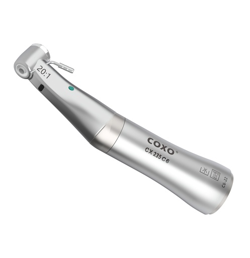 Contra ángulo 20:1 LED Fibra óptica, push button. COXO