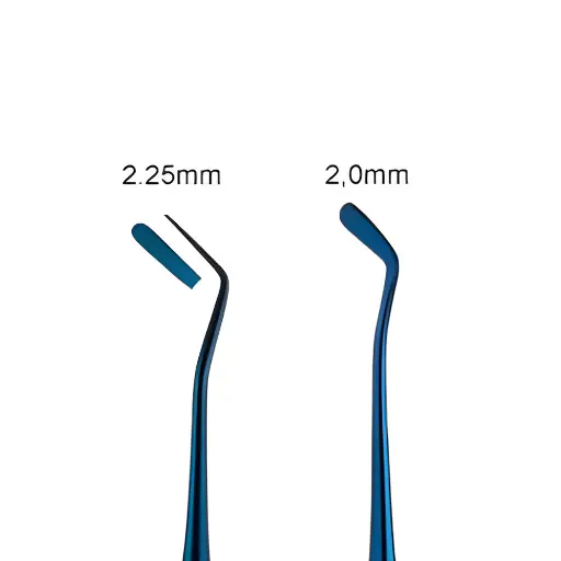 Espátula para composite Frente y Lado de titanio azul. ROCKMED (MDR17)