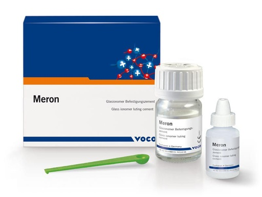 Ionómero MERON Autocurado, Tipo 1 cementación, Avío: polvo 35g + líquido 15ml. VOCO