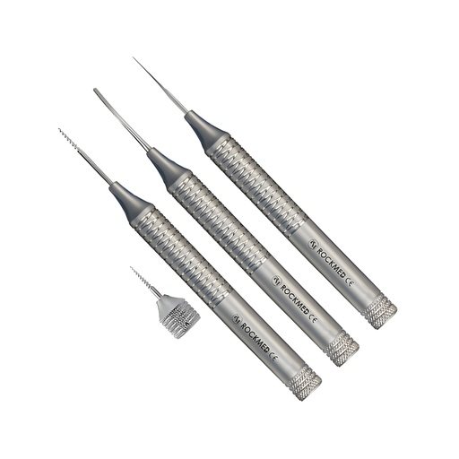 Kit Power Flex Periostómos y Extractor de Raíces con Mango Corto, 4 Piezas. ROCKMED (MDP.FLX1)