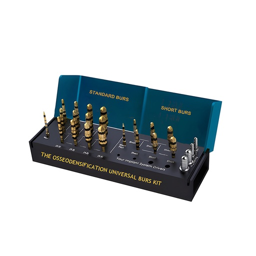 Kit de Fresas Universal Gold Edition para Osteodensificación, con Fresa Piloto Cónica. ROCKMED (DRL077LS)