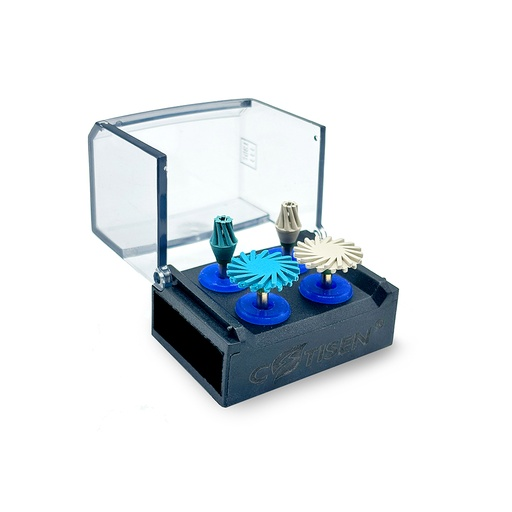 Kit de gomas de pulido para CA, 2u x Twist (fino y medio) + 2u x Oclusal (fino y medio). COTISEN