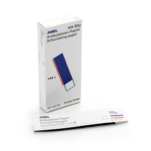Papel de Articular Hanel, libro Azul doble faz de 80 microns, x 12 hojas. COLTENE