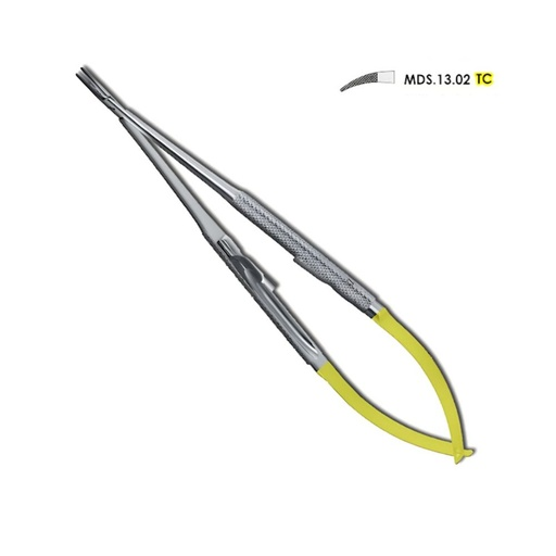 Porta agujas Castro viejo Curvo fino, con punta TC (carburo de tungsteno), 15 cm. ROCKMED (MDS.13.02)