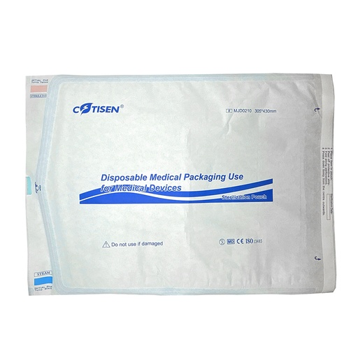 Pouch para esterilización 30.5cm x 43cm, cierre autoadhesivo. COTISEN