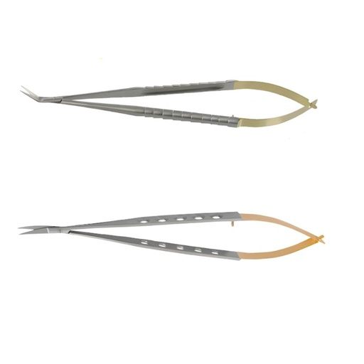 Tijera Angular de Acción por Resorte estilo castro viejo, con Punta de TC (Carburo de Tungsteno), 17cm. ROCKMED